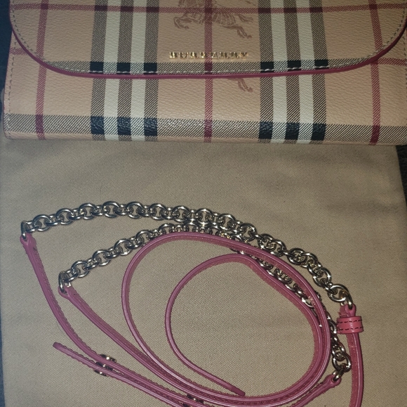 Burberry Wallet Chain Haymarket Henley Coral Red - Picture 8 of 8